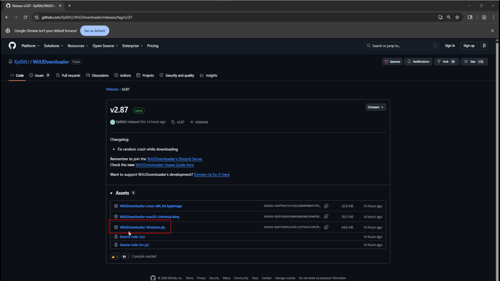 GitHub releases page